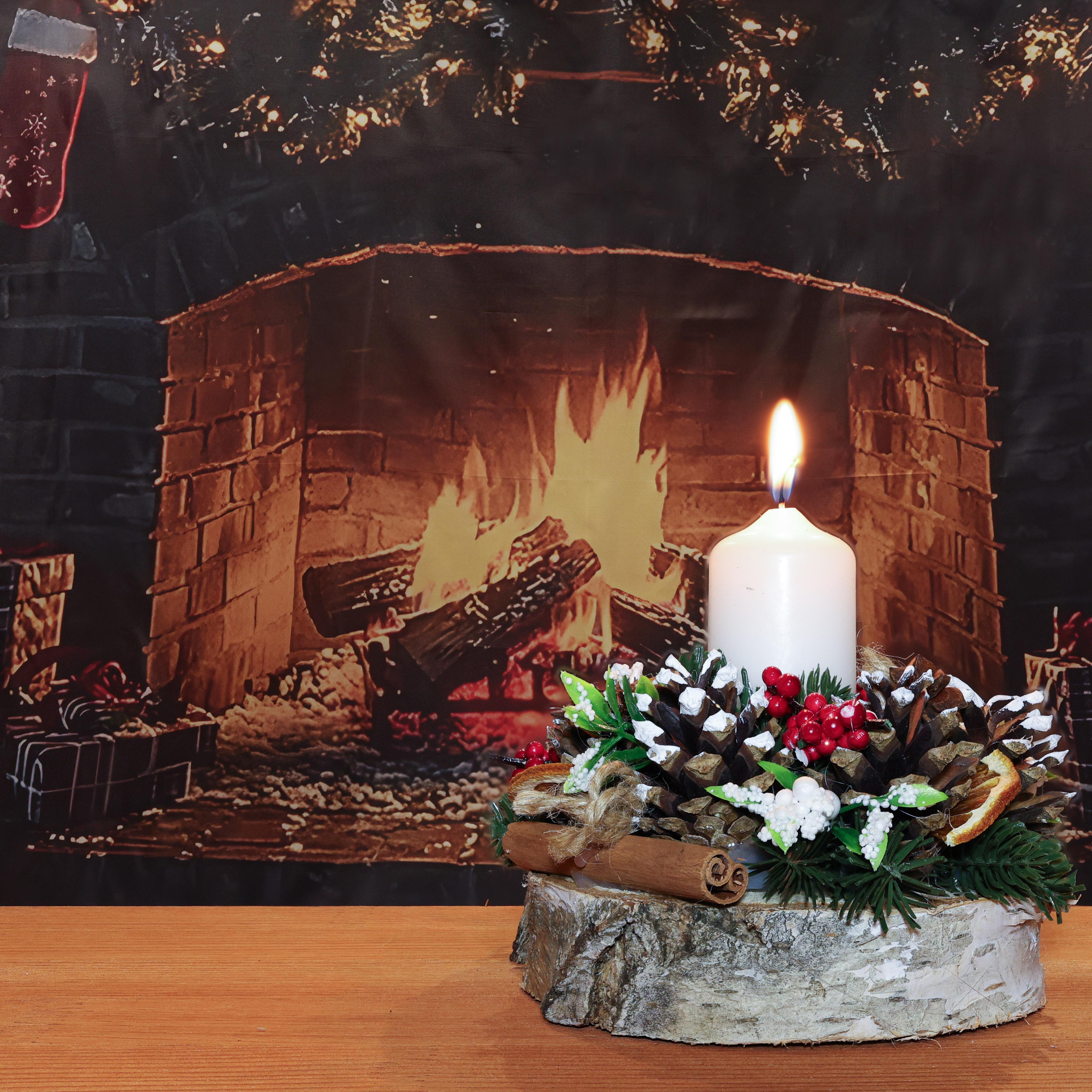 Новогодняя композиция GALA DECOR со свечой белой с шишками и украшениями на 9 основании 15 см (К1515) - фото 3 Новогодняя композиция GALA DECOR со свечой белой с шишками и украшениями на 9 основании 15 см (К1515) - фото 3