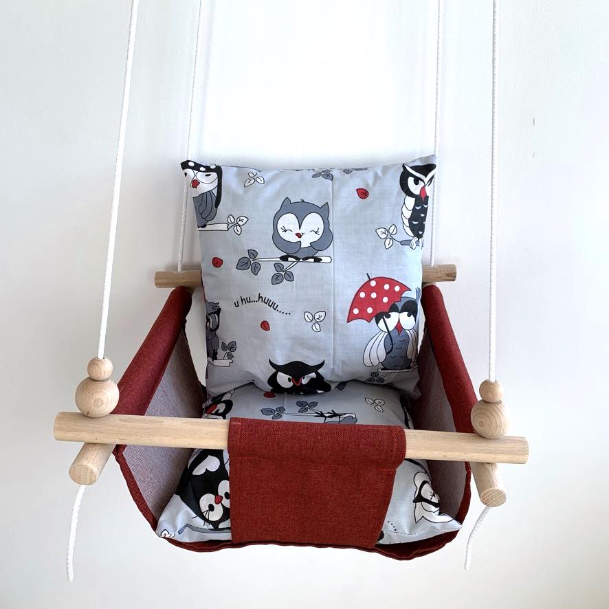 Дитяча гойдалка Infancy Сови Бордовий (4977476) - фото 3 Дитяча гойдалка Infancy Сови Бордовий (4977476) - фото 3