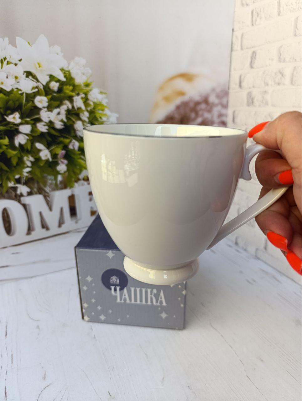 Чашка SNT cрібло порцеляна 440 мл Білий (2225-4) - фото 2 Чашка SNT cрібло порцеляна 440 мл Білий (2225-4) - фото 2