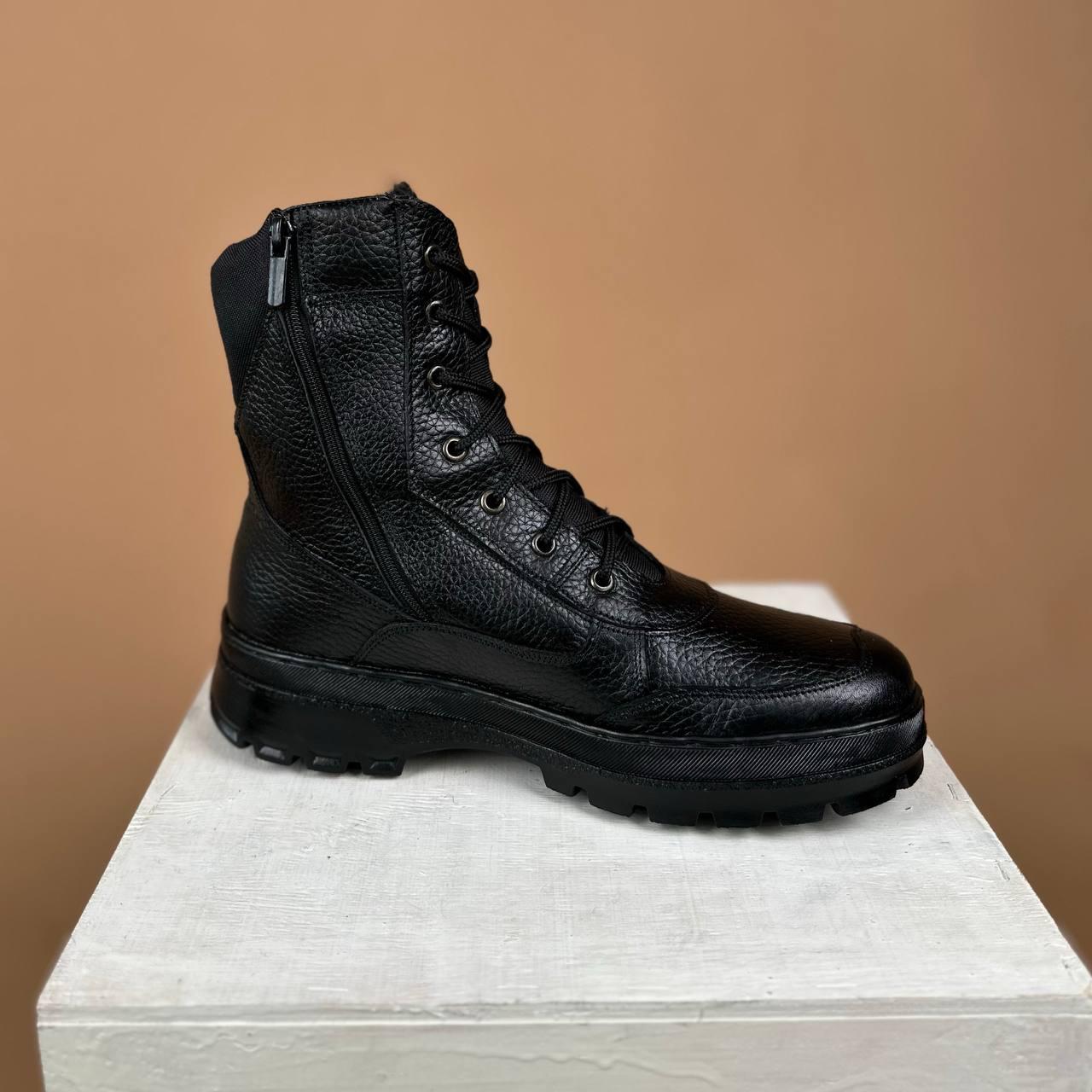 Берці чоловічі 017 зимові натуральна шкіра/хутро р. 47 Black (12896534) - фото 4