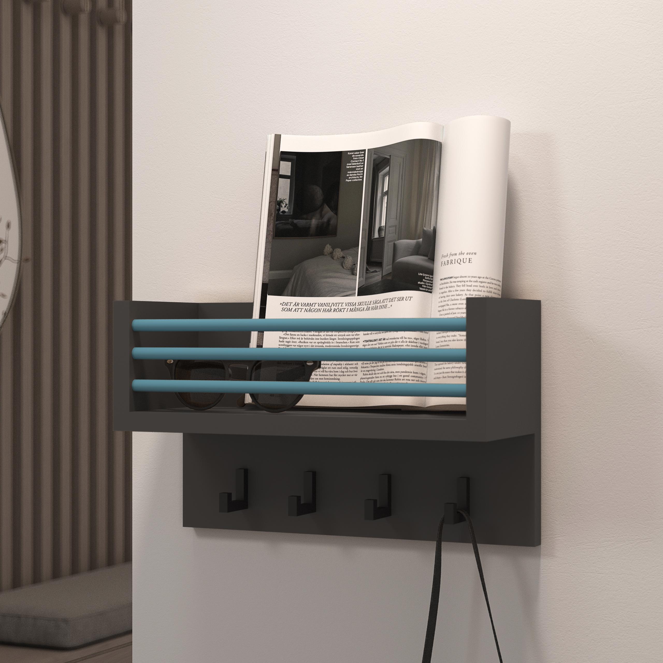 Ключница настенная W-2 328x116x200 мм Антрацит/Нагель синий (29464595)