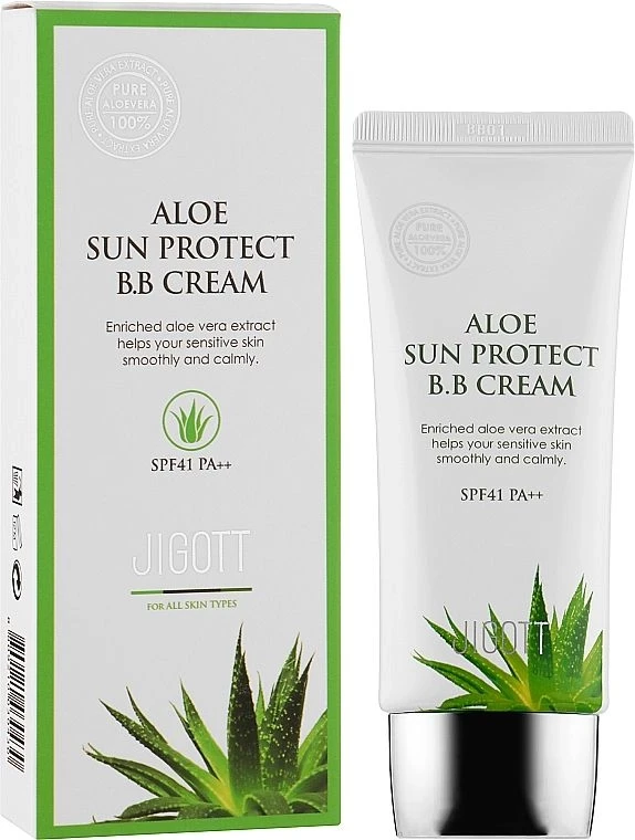 BB-крем для лица солнцезащитный Jigott Aloe Sun Protect BB Cream SPF41 увлажняющий с алоэ вера 50 мл (32123558)