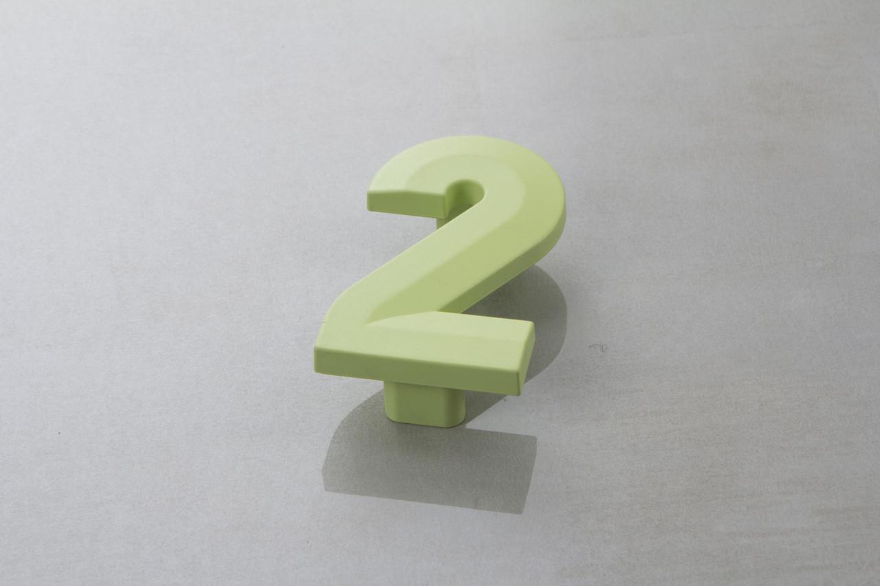 Меблева ручка Poliplast цифра двійка РП-2 Зелений світлий матовий (16226)