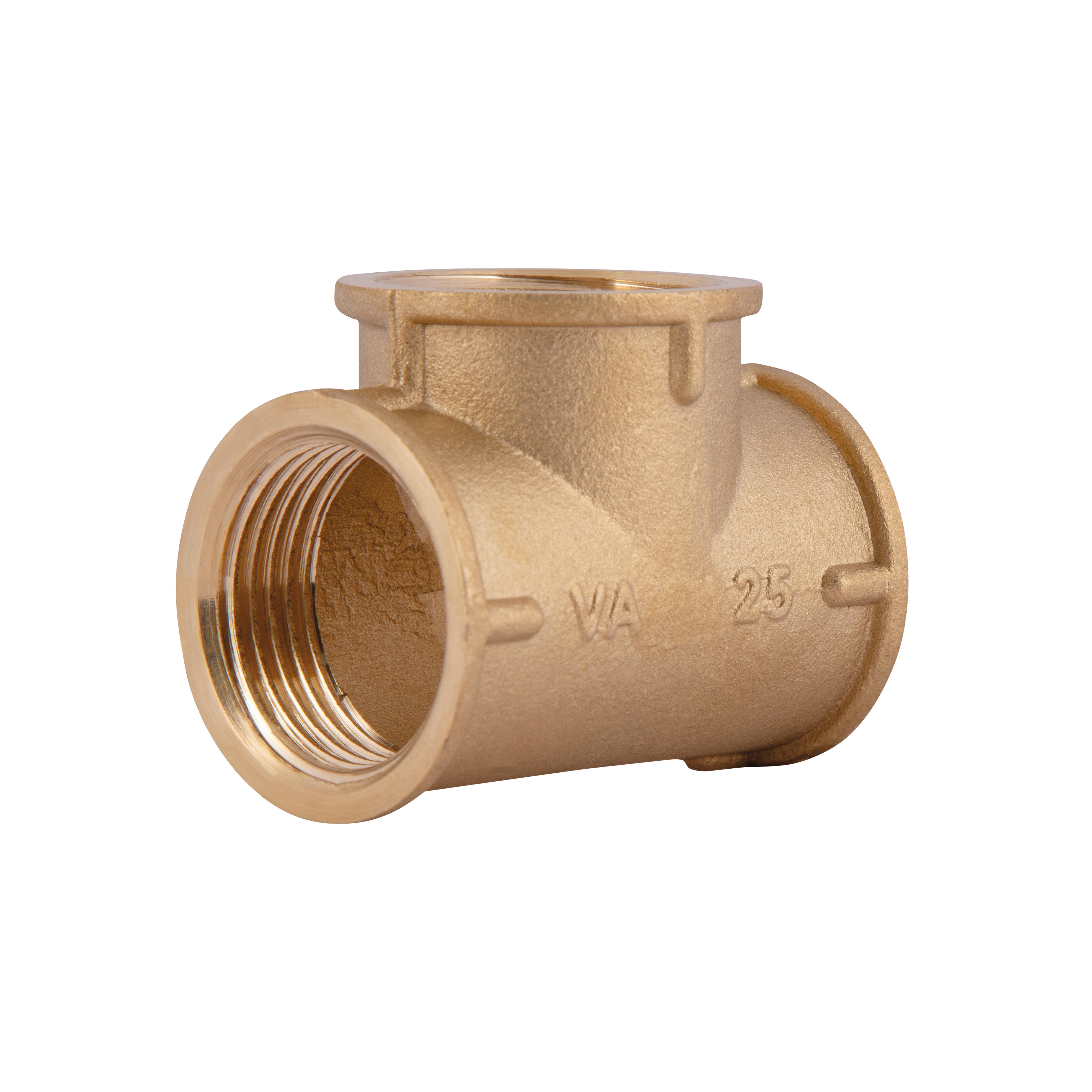 Тройник латунный Thermo Alliance Standart 1" ВВВ Желтый (SD41125)