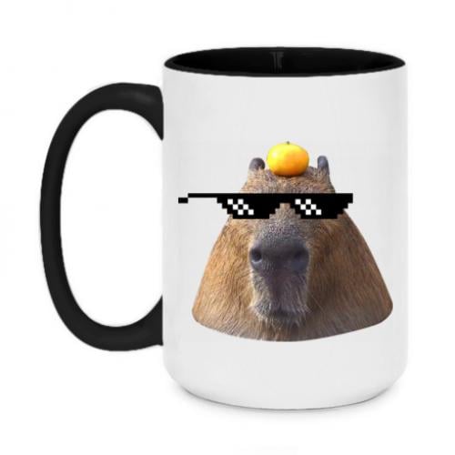 Чашка керамическая двухцветная Capybara cool 420 мл Черный (12767746-2-181785) - фото 1