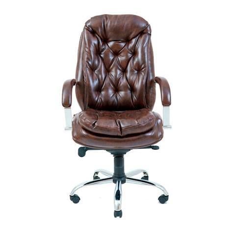 Кресло офисное компьютерное Venice VIP Хром M1 Tilt натуральная кожа Lux Madras Коричневый