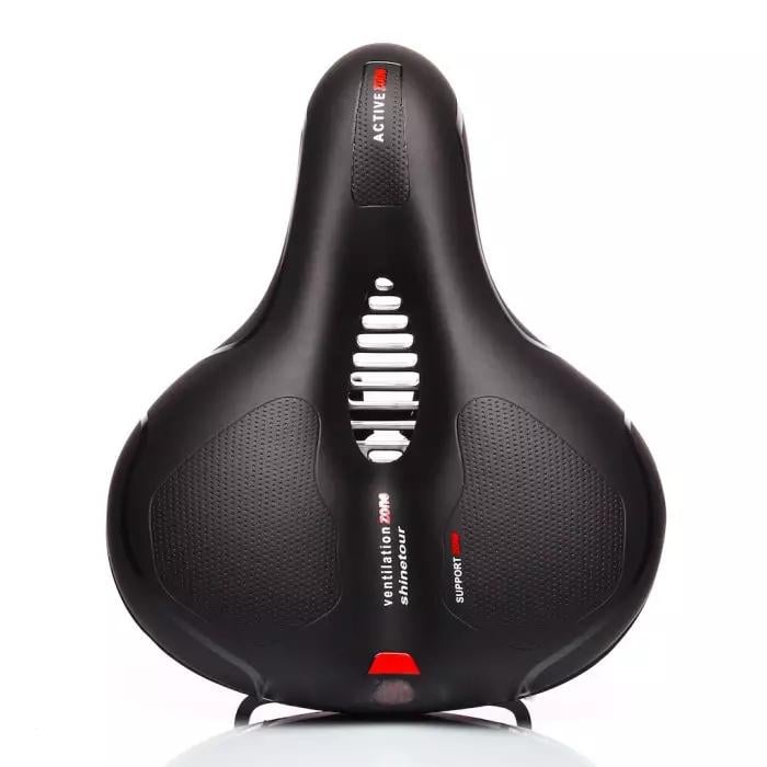 Седло велосипедное AVANTI широкое мягкое с решеткой и отверстием Черный (27614620)