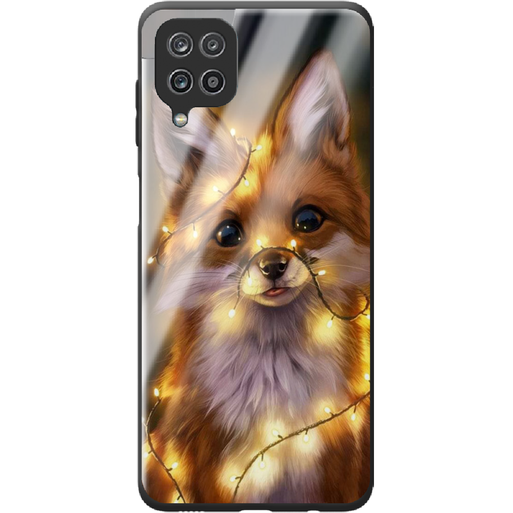 Чехол Boxface Samsung M225 Galaxy M22 Рождественская лиса Черный силикон со стеклом (43528-up2399-44204)