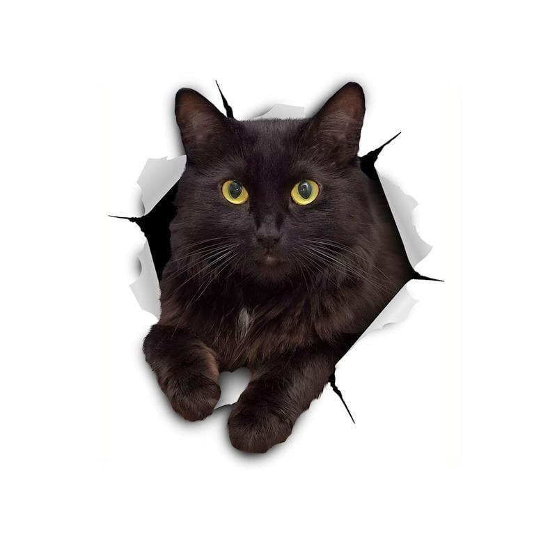 Наклейка самоклеюча 3D для автомобіля/мотоцикла/техніки Чорний кіт 12x11 см Чорний (2689612488)
