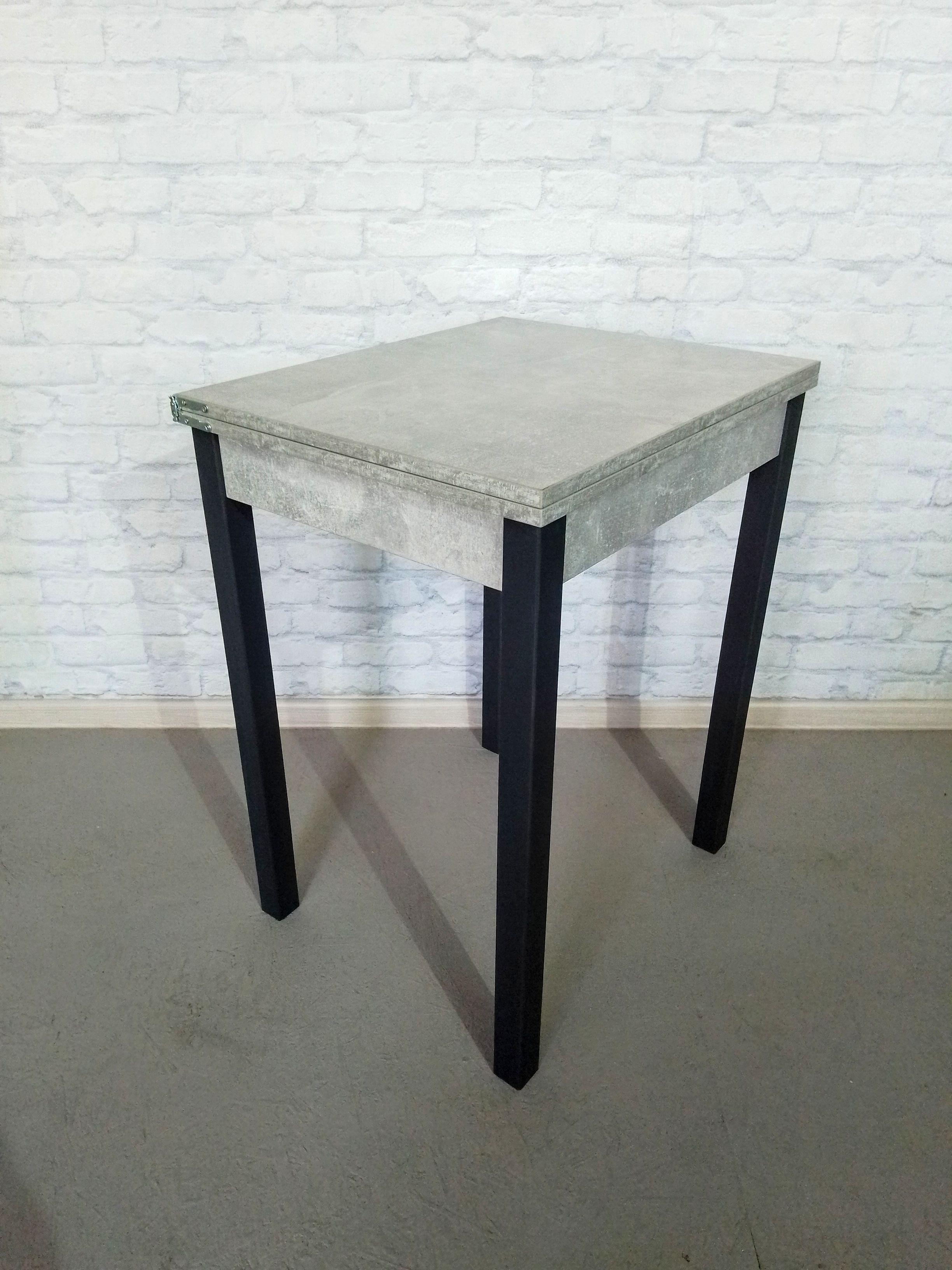 Обеденный стол Smart раскладной ножки деревянные 60х50х75 см Бетон/Графитовый (0003)