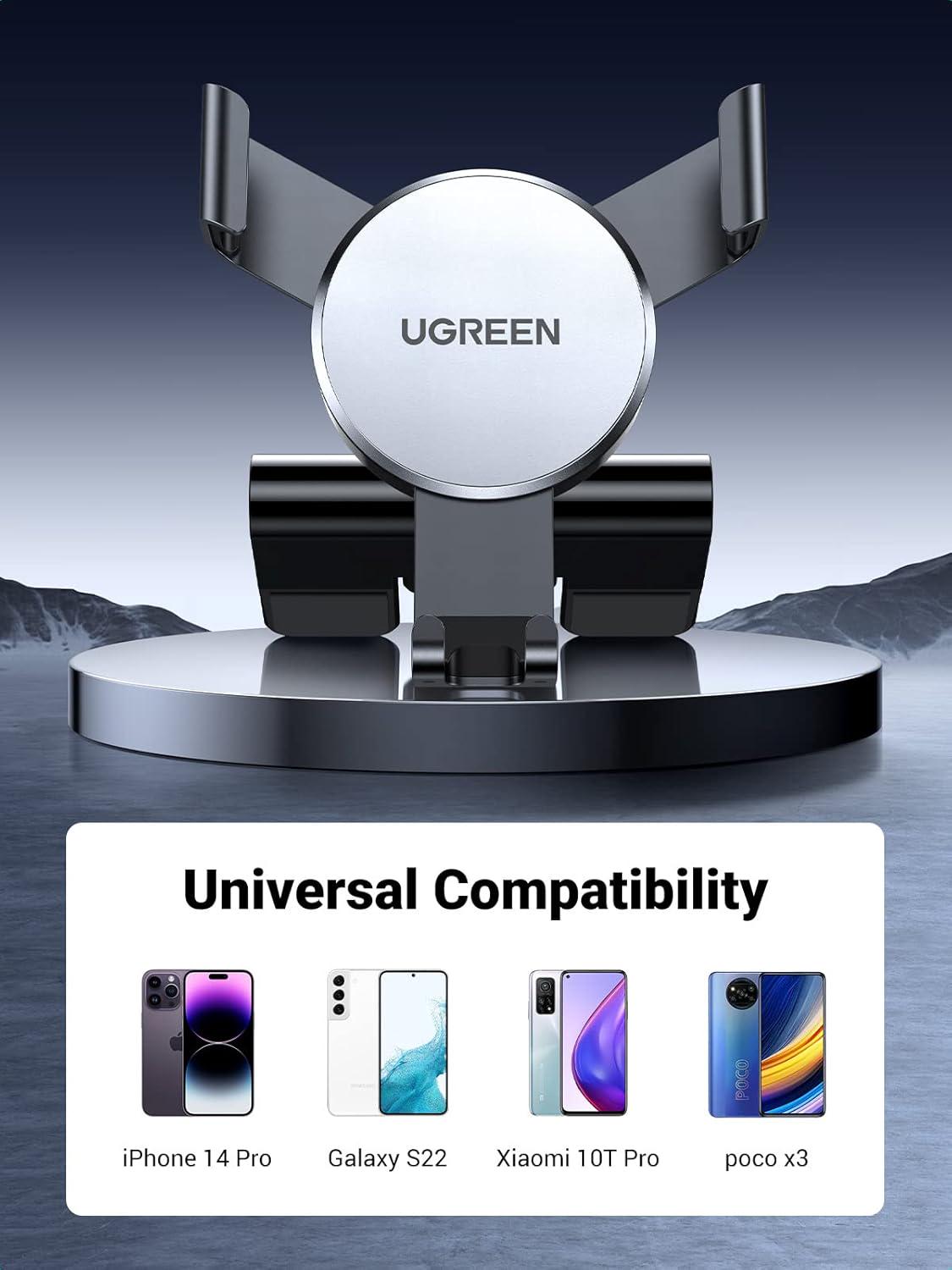 Держатель для телефона в машину UGREEN LP130 алюминиевый на вентиляционную сетку Space Grey (15233) - фото 4 Держатель для телефона в машину UGREEN LP130 алюминиевый на вентиляционную сетку Space Grey (15233) - фото 4