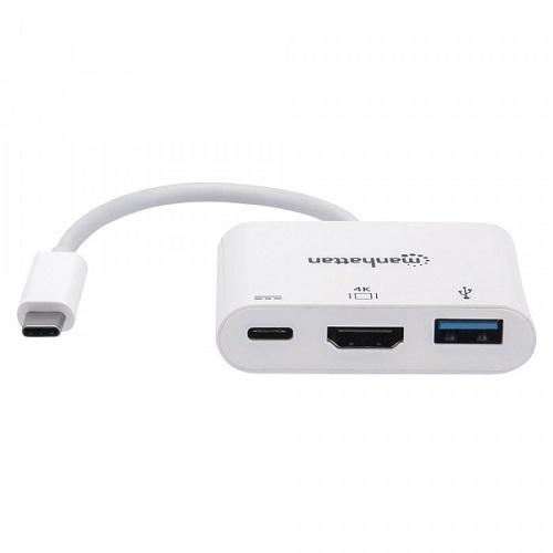 Док-станція Manhattan 152945 USB3.1 Type-C HDMI/USB 3.0/PD 60W White - фото 3