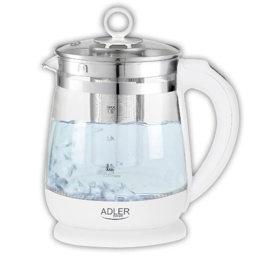 Чайник стеклянный Adler с заварочным блоком и регулятором температуры 1,5 л (AD 1299)
