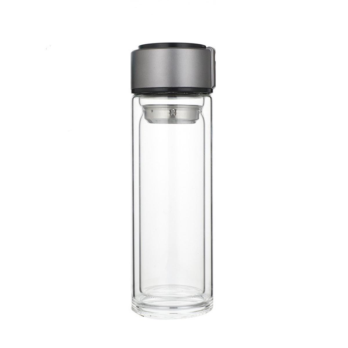 Термос стеклянный с двойными стенками и ситечком 330 мл Серый (HP-14-39G)