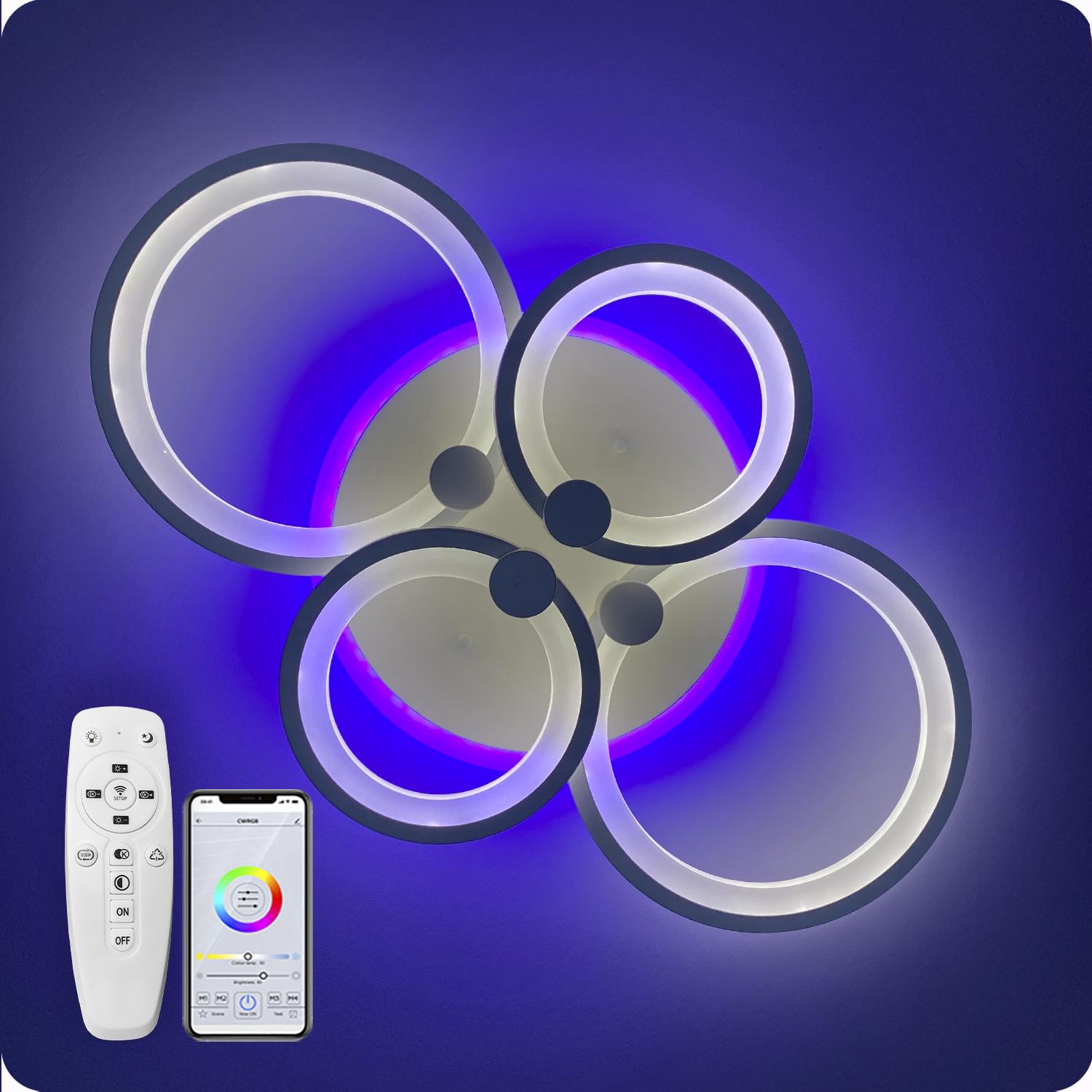 Люстра світлодіодна 517 Dlight 3color з пультом 80 Вт Білий (02081) - фото 7 Люстра світлодіодна 517 Dlight 3color з пультом 80 Вт Білий (02081) - фото 7