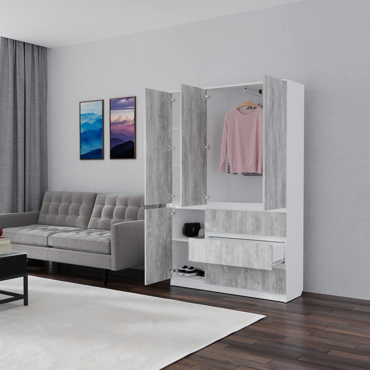 Шкаф Смузи Мікс Меблі 1860х1200х380 мм Урбан лайт - фото 2 Шкаф Смузи Мікс Меблі 1860х1200х380 мм Урбан лайт - фото 2