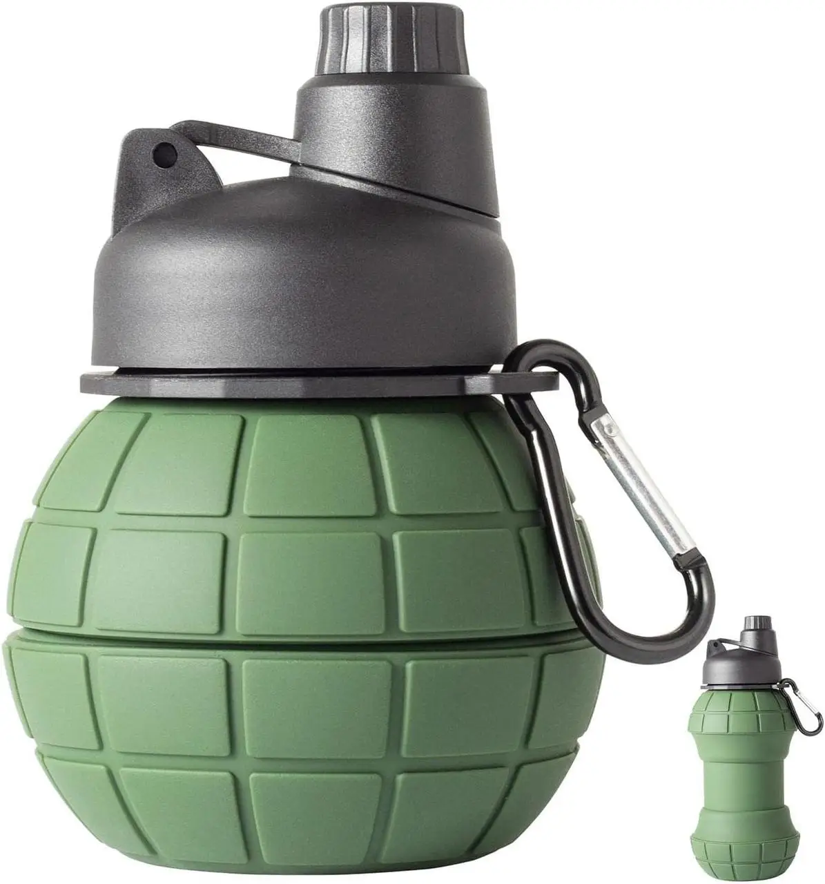 Пляшка силіконова для води на 500 мл з карабіном