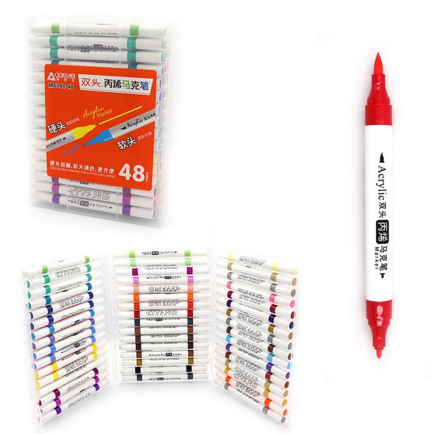 Набор акриловых двухсторонних скетчмаркеров Aodemei 48 цветов - фото 2