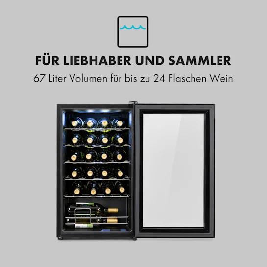 Холодильник для вина Klarstein Shiraz 24 Uno сенсорна панель управління 5-18°C 63 л 24 пляшок - фото 2 Холодильник для вина Klarstein Shiraz 24 Uno сенсорна панель управління 5-18°C 63 л 24 пляшок - фото 2