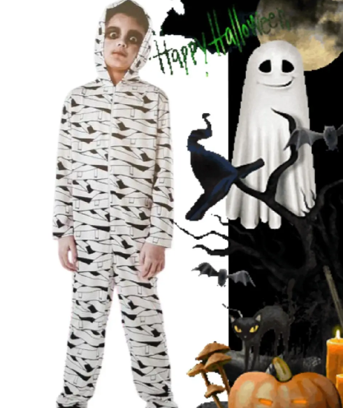 Костюм на Хэллоуин для мальчика Мумия S 110-122 см Бело-черный (170283) - фото 3 Костюм на Хэллоуин для мальчика Мумия S 110-122 см Бело-черный (170283) - фото 3