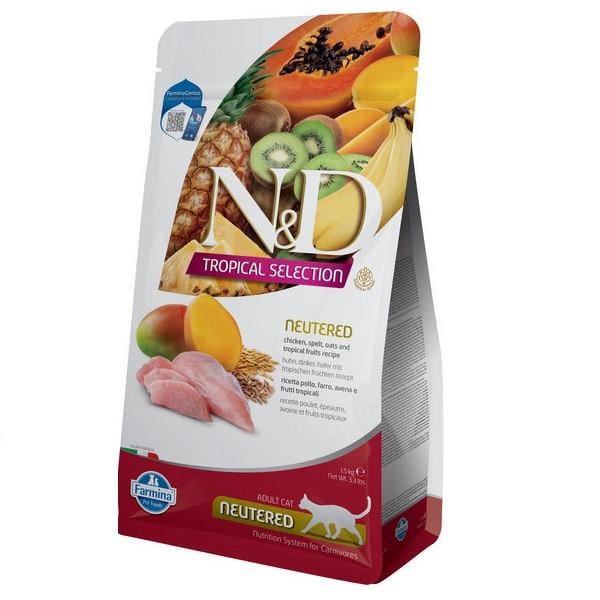 Корм сухой низкозерновой Farmina N&D Tropical Selection для стерилизованных взрослых кошек курица с тропическими фруктами 1,5 кг (2998382297)