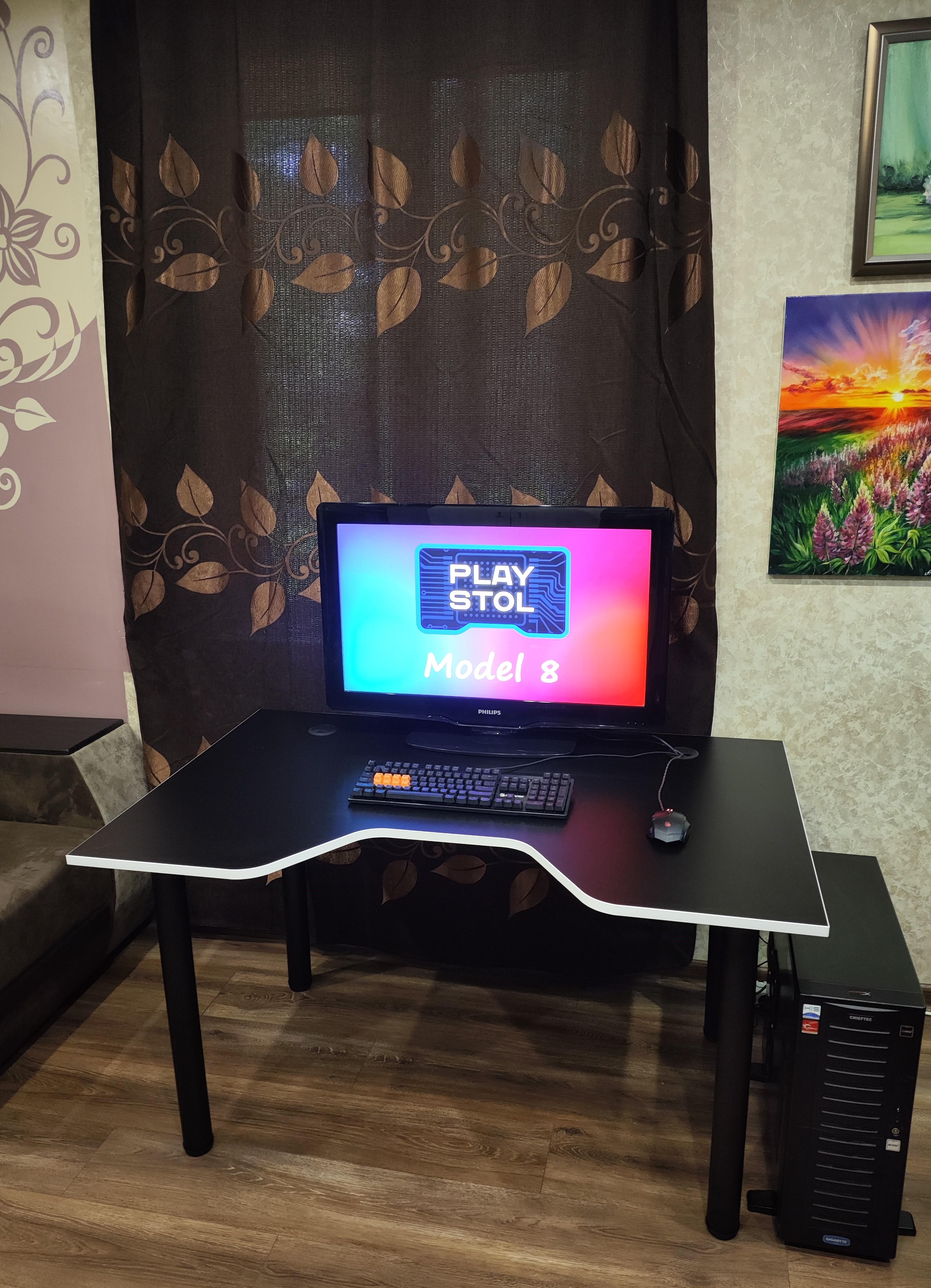 Стол компьютерный геймерский игровой PlayStol Model 8 1000х680х730 мм Черный Стол компьютерный геймерский игровой PlayStol Model 8 1000х680х730 мм Черный