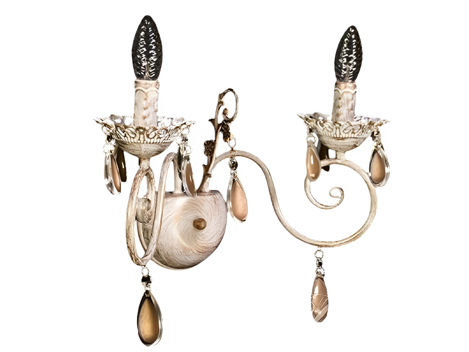 Бра на две лампы с изящным резным декором Белый патина (4804/2W)