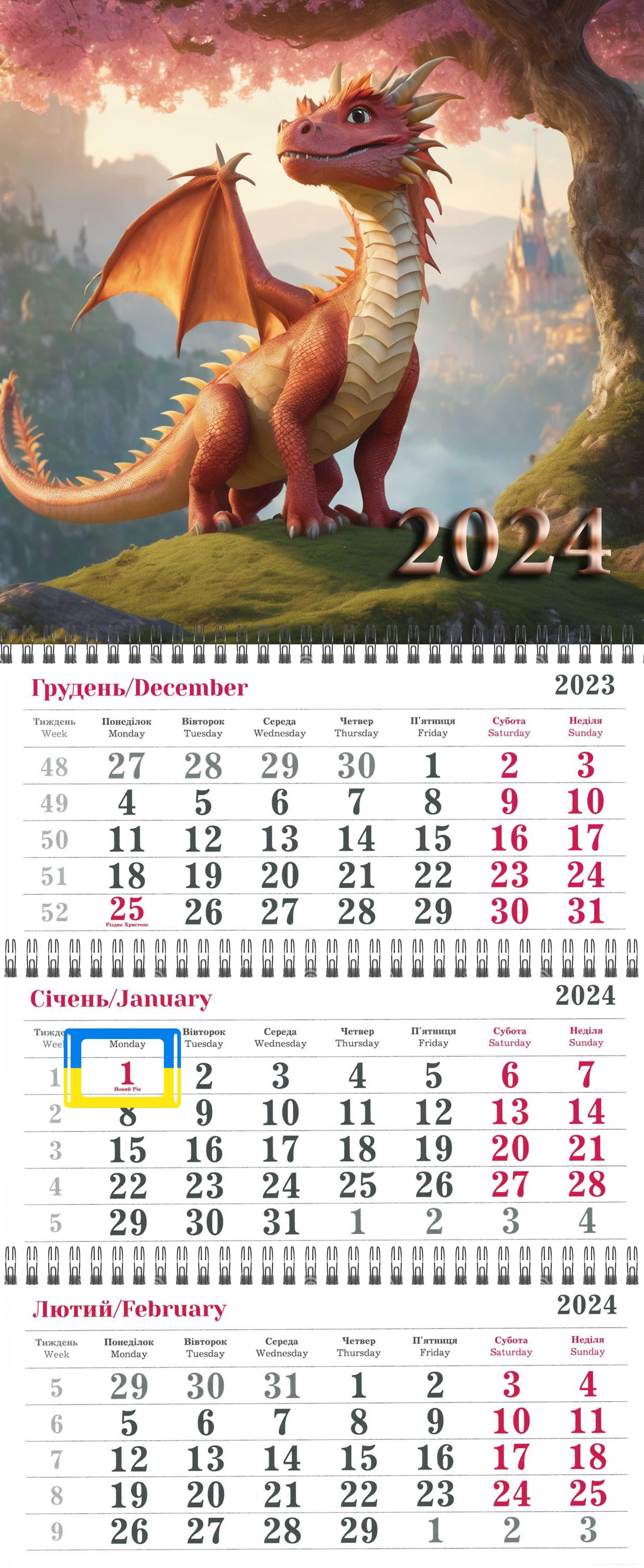 Календар Дракончик на 2024 рік (13682543)