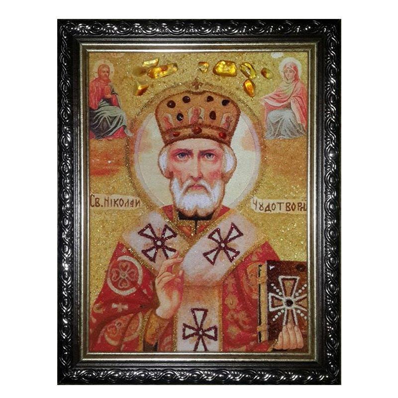 Икона Святой Николай Угодник янтарная 15х20 см (М0130-15х20)
