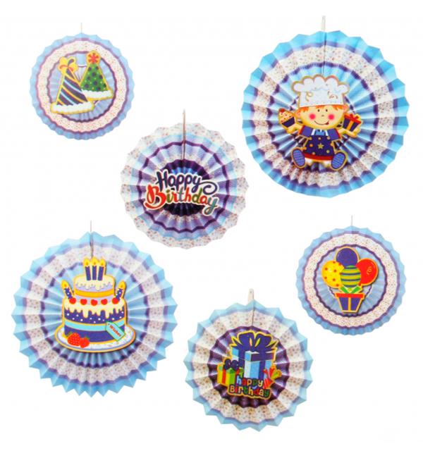 Подвесные веера Birthday Boy набор 6 шт.