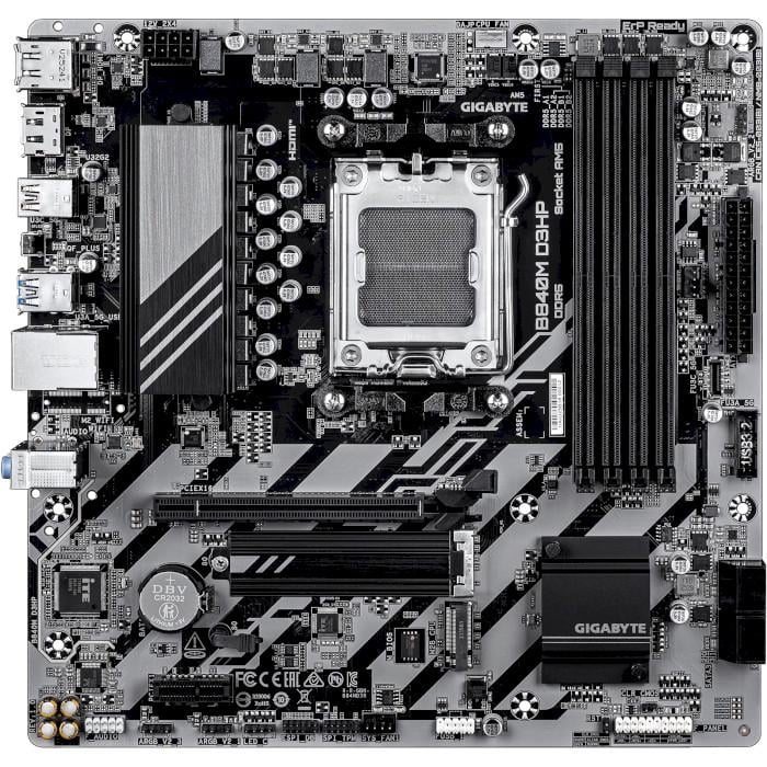 Материнська плата Gigabyte B840M D3HP Micro-ATX sAM5 AMD B840 4xDDR5 2xM.2 4xSATA 2xDP HDMI GbE Black (35227249)