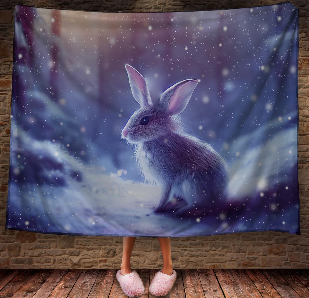 Плед із 3D принтом 40 Кролик у зимовому казковому лісі 150х200 см (epi_1852)