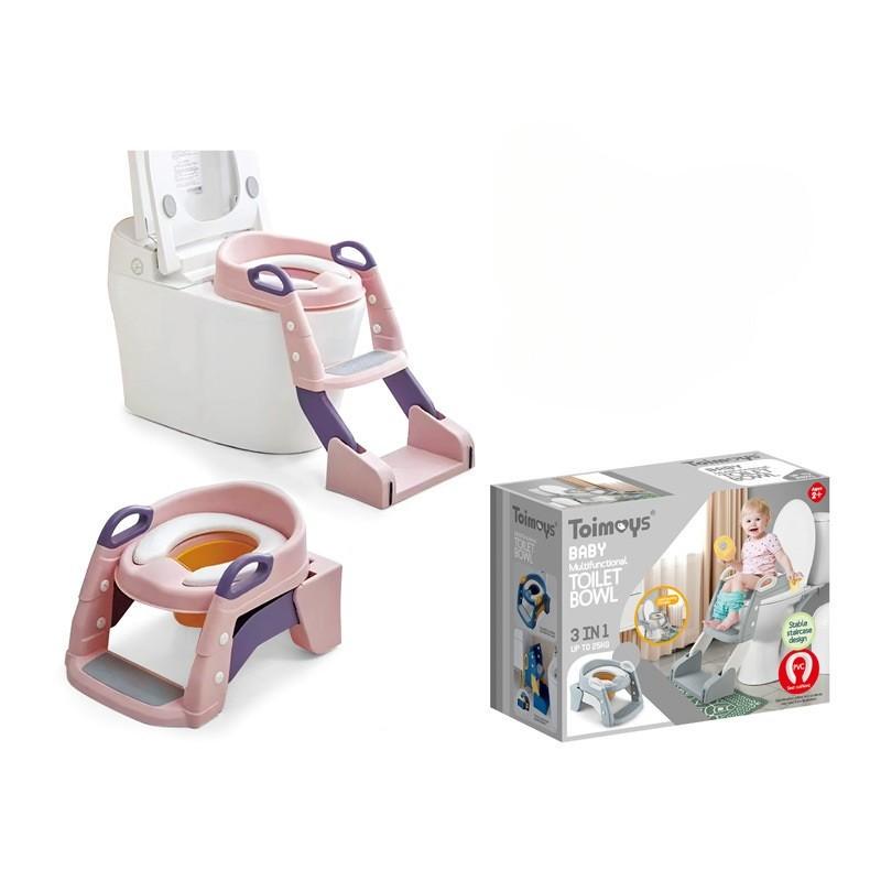 Сидіння на унітаз TOIMAYS дитяче складне зі сходами та ручками Рожевий - фото 5