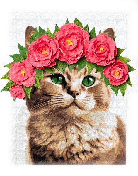 Картина по номерам Ideyka Изящная кошечка с красками и воздушной глиной 30x40 см (Id-30001)