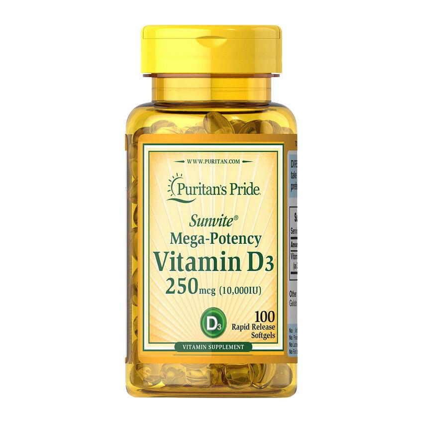 Вітамін Puritan's Pride Vitamin D3 250 мкг 10000 IU 100 капс. (08809-01)