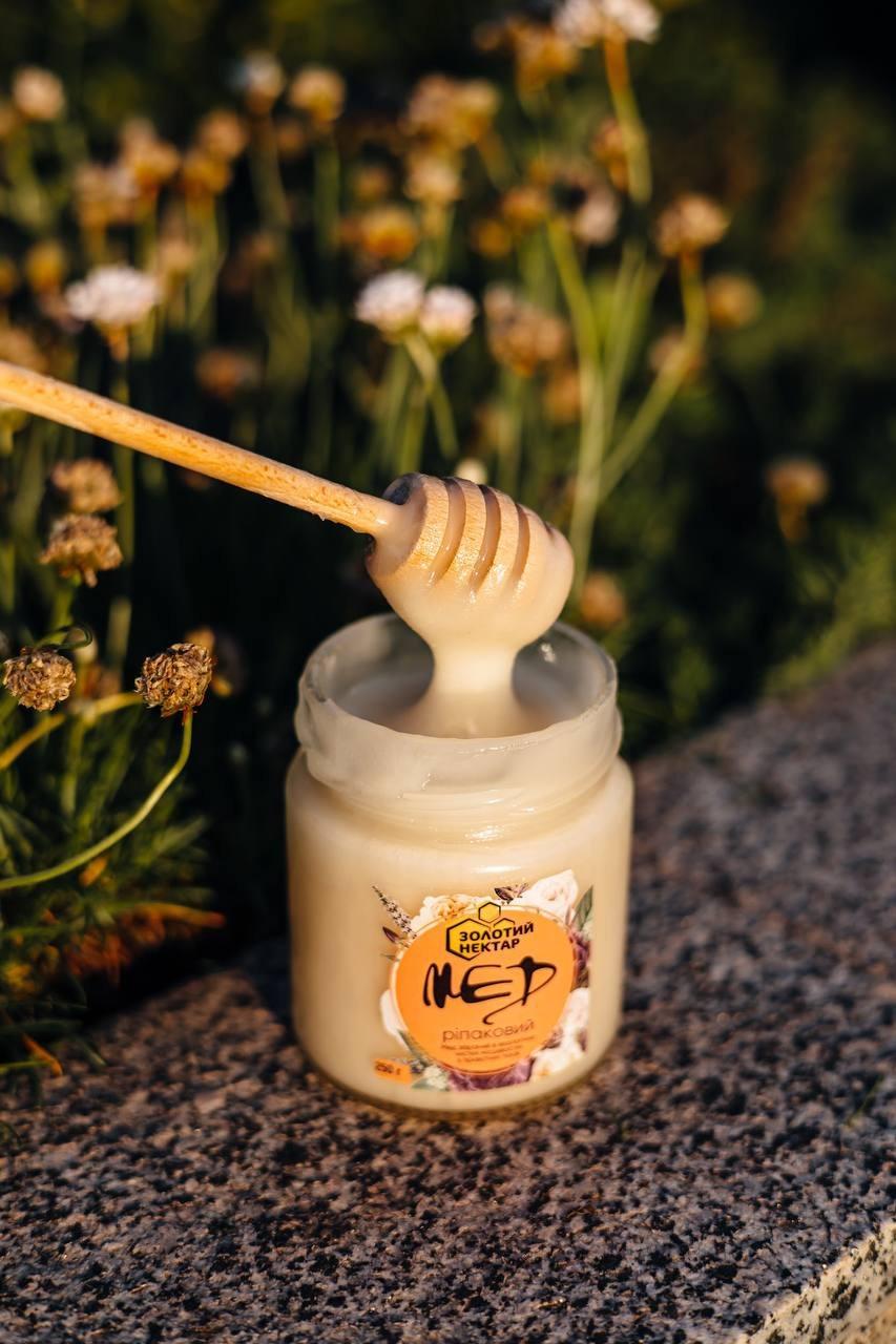 Мед рапсовый натуральный пчелиный Золотой Нектар в стеклянной банке 250 г Мед рапсовый натуральный пчелиный Золотой Нектар в стеклянной банке 250 г