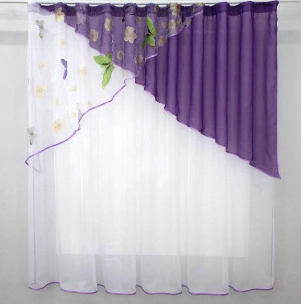 Тюль на кухню/балкон 270х170 см Белый/Фиолетовый (00к 59-523)