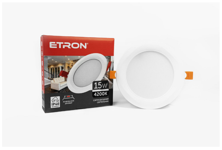Светодиодный светильник ETRON 15W 4200K Ир40 круг (25028467)