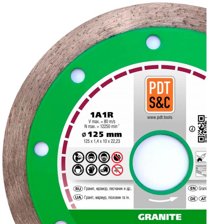 Круг алмазний по граніту PDT Granite 1A1R 125х1,4х10х22,2 мм (820200CGRu) - фото 2