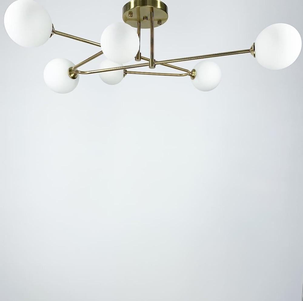 Люстра стельова з вигнутими ріжками на 6 ламп Латунь (YQ 317/6 AB) - фото 2 Люстра стельова з вигнутими ріжками на 6 ламп Латунь (YQ 317/6 AB) - фото 2