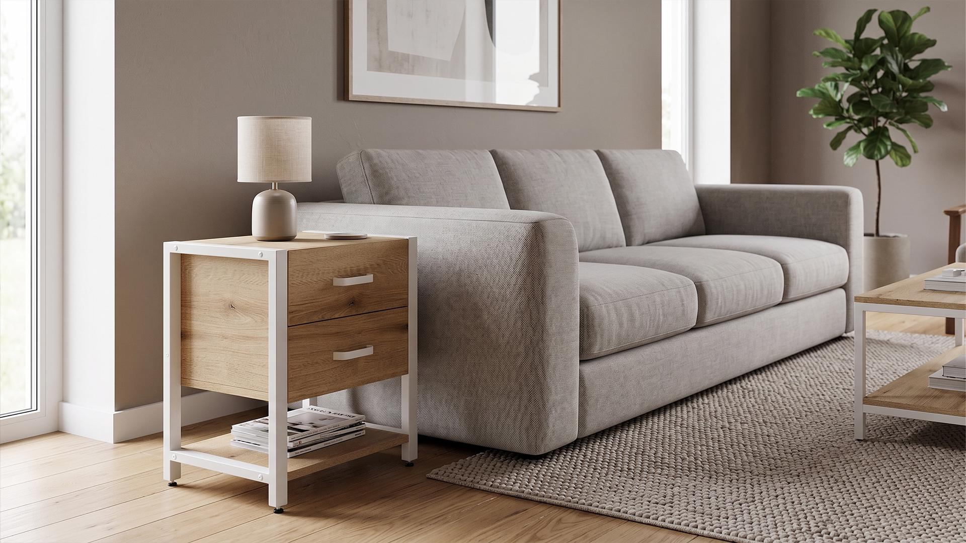 Тумба універсальна Ferrum-decor Вів'єн ДСП 16 мм 2/1 50x41x40 білий/Дуб Евок Прибережний (FRD-107795)