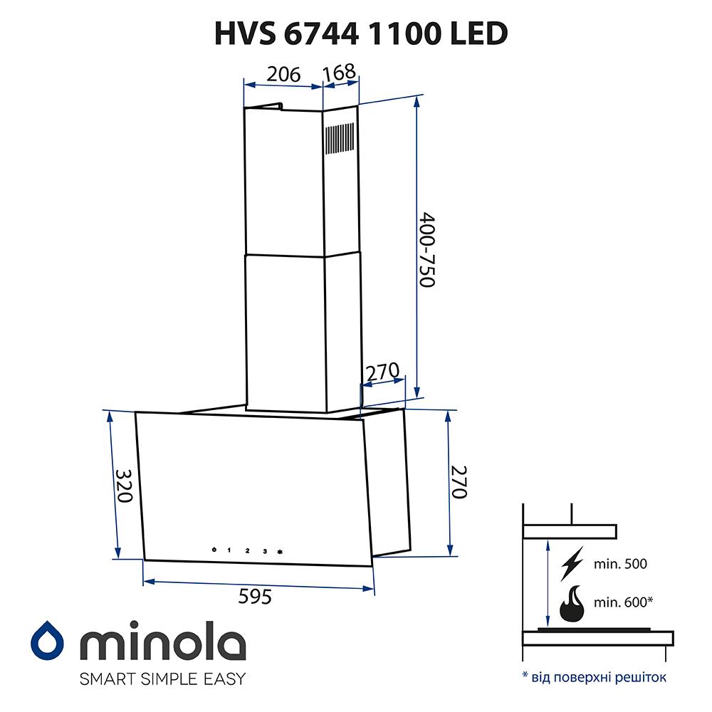 Витяжка декоративна Minola HVS 6744 BL 1100 LED - фото 13