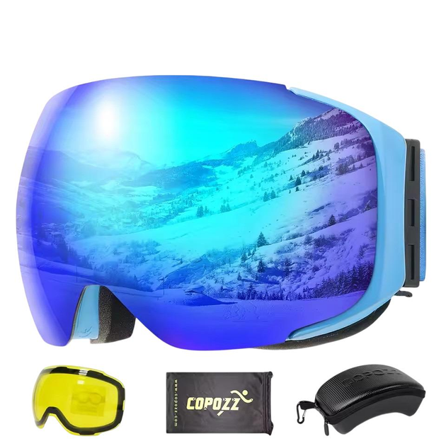 Маска для лиж і сноуборду Copozz GOG-2181 магнітна Anti-Fog Ski Unisex та змінна лінза з чохлом Blue (GOG-2181-FS-BL)