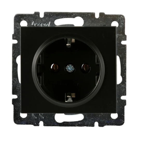 Розетка одинарна Lezard Rain з заземленням Антрацитовий (26485666)