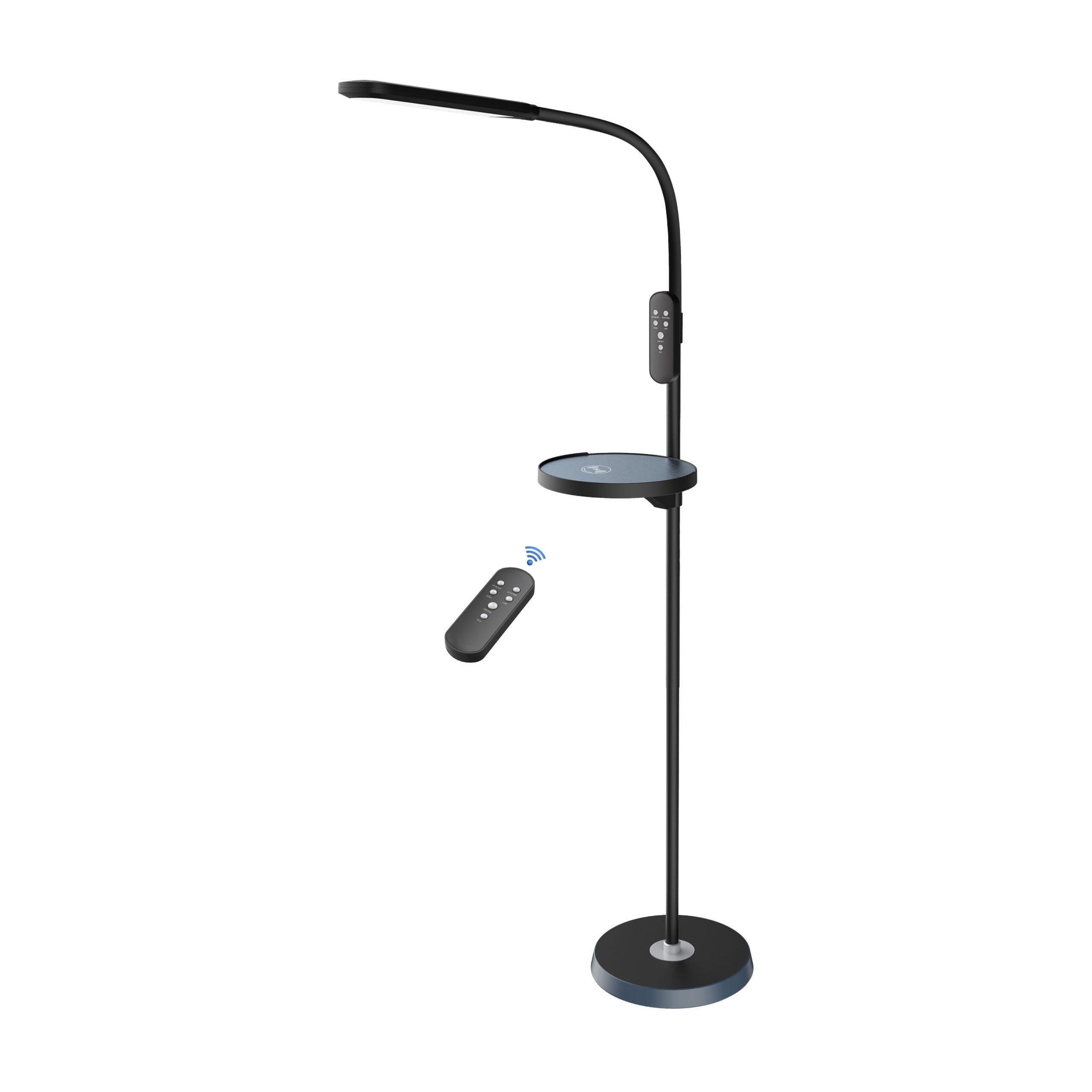 Торшер HOROZ ELECTRIC NORMAN-C LED 15W 3000-4500-6000K 1000Lm подставка с беспроводной зарядкой 220-240V 1,46 м Черный (00000043577)