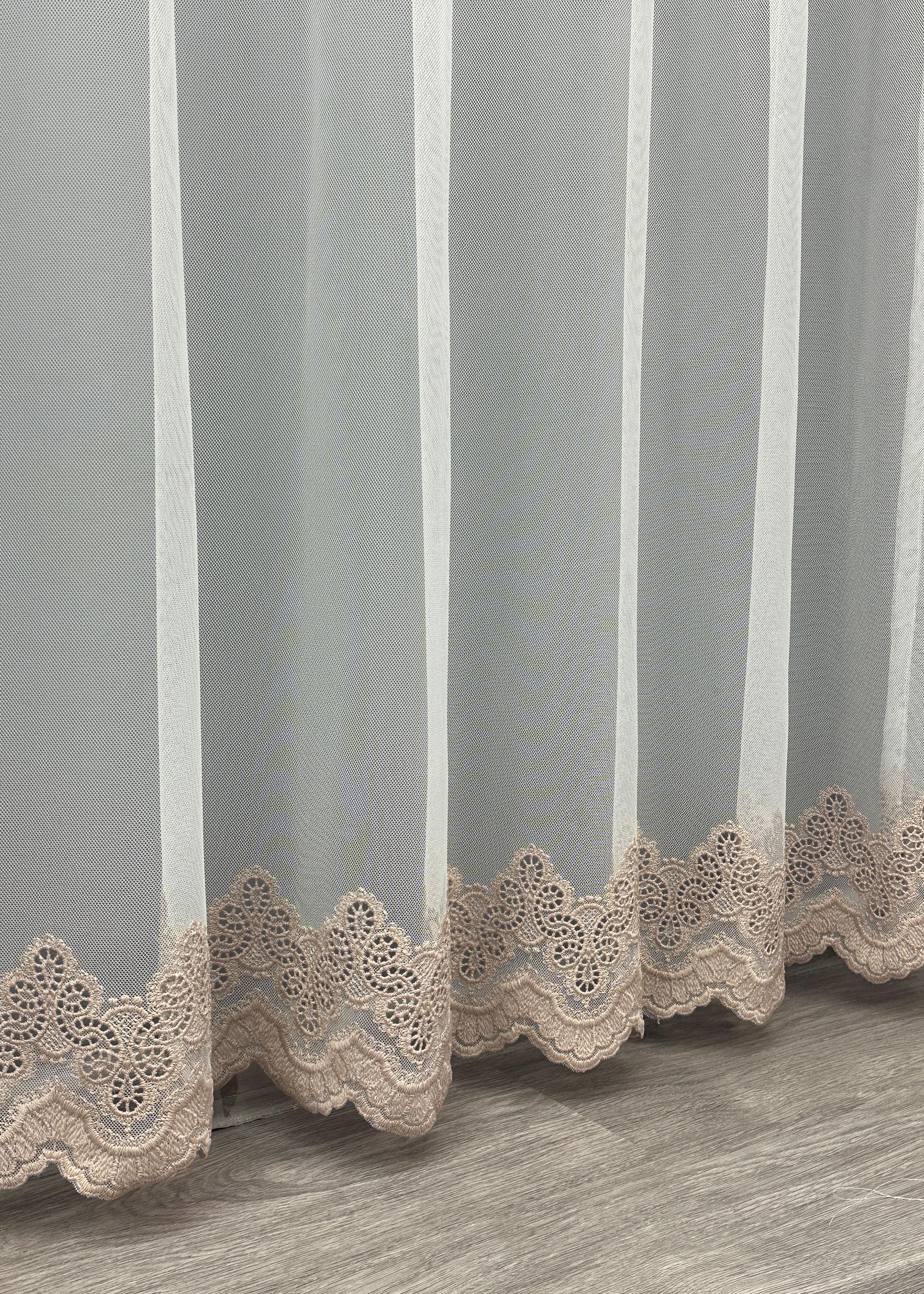 Тюль VR-Textil 1699т Грек-сітка з вишивкою та люрексом 300х270 см Молочний/Пудровий (42-0733) - фото 8 Тюль VR-Textil 1699т Грек-сітка з вишивкою та люрексом 300х270 см Молочний/Пудровий (42-0733) - фото 8