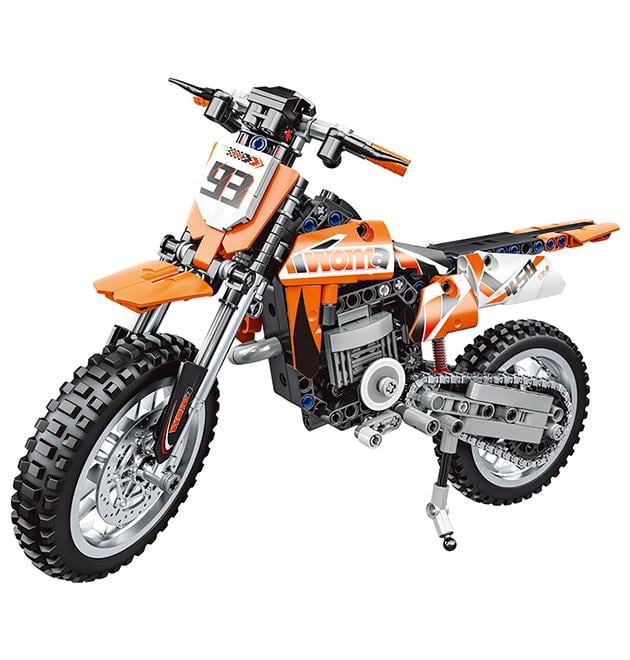 Конструктор кроссовый мотоцикл 93 Scrambling motorcycle техник на 434 детали с амортизацией Оранжевый
