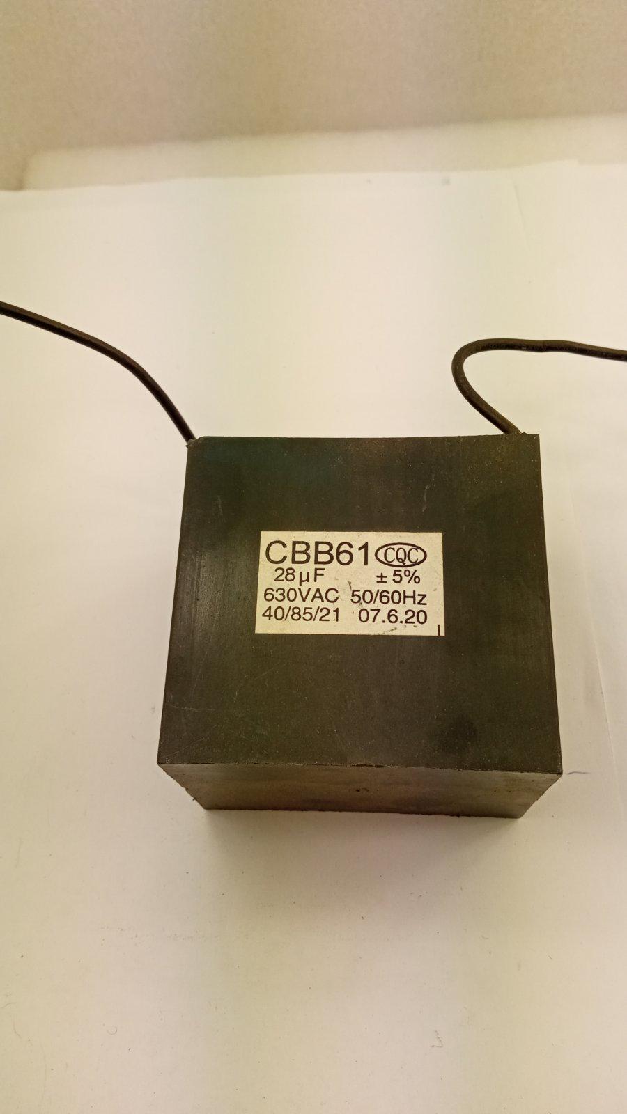 Конденсатор пусковой пленочный CBB-61 28 mkF 630VAC 5% 50Hz