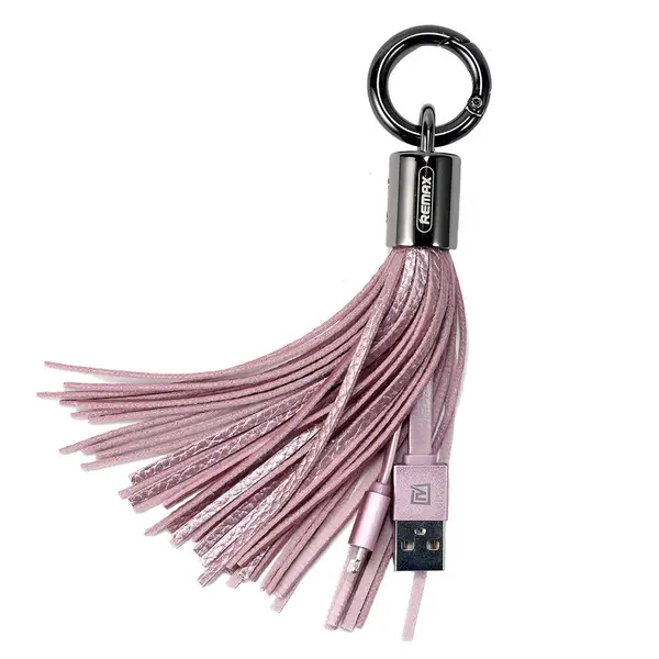 Кабель Remax RC-053i USB Lightning Tassel Ring 15 см Розовый (6954851260189)