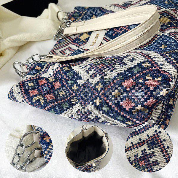 Женская сумка с этническим принтом с длинными ручками-цепочками 26×27×10 см (L00117-2) - фото 3 Женская сумка с этническим принтом с длинными ручками-цепочками 26×27×10 см (L00117-2) - фото 3